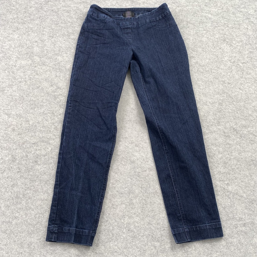 SlimSation Straight Jeans Womens 6 (28x27) Dark Wash High Rise Stretch Denim